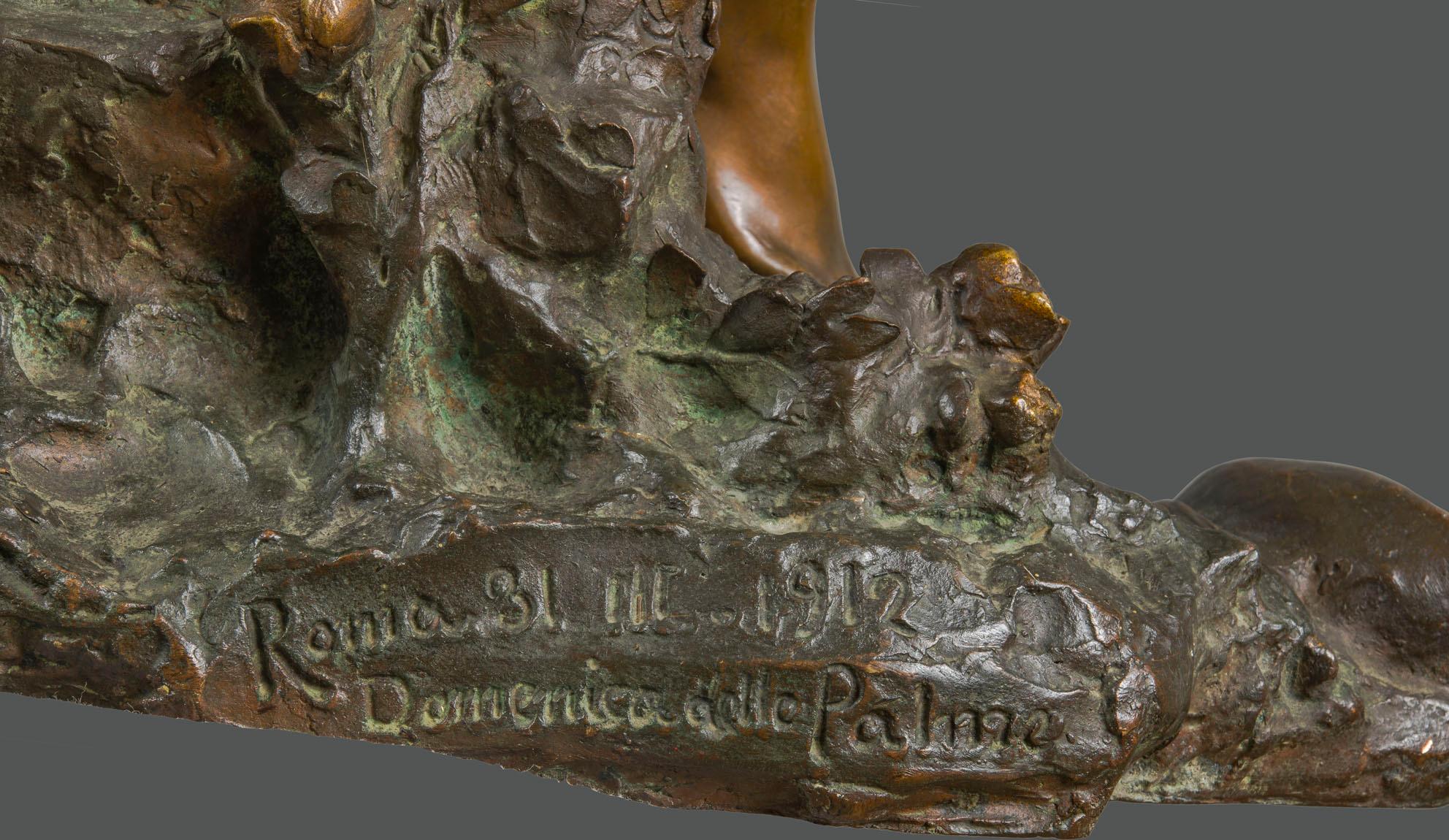 Art Nouveau Italian Signed Dated and Inscribed Original Bronze For Sale 2