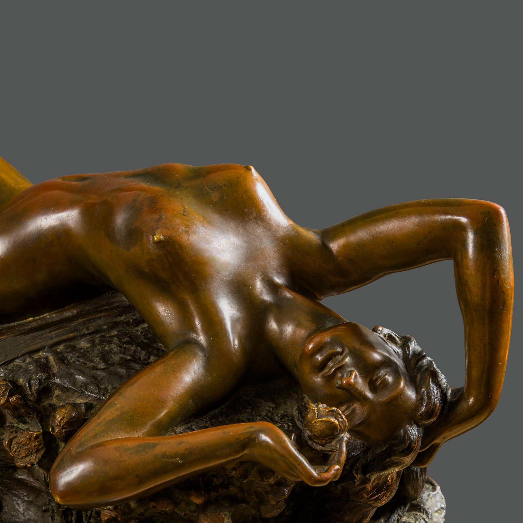 Art Nouveau Italian Signed Dated and Inscribed Original Bronze For Sale 3