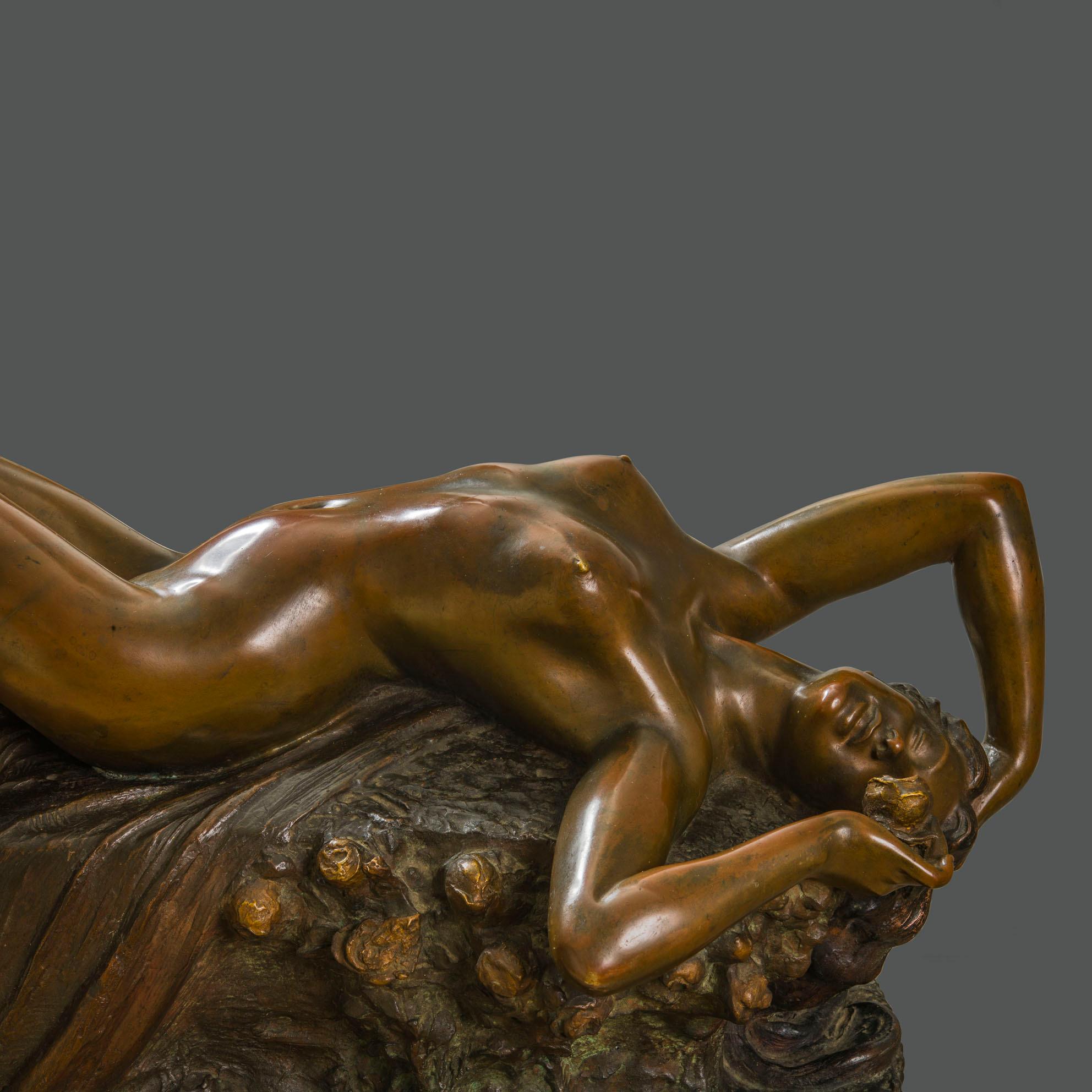 Art Nouveau Italian Signed Dated and Inscribed Original Bronze For Sale 4