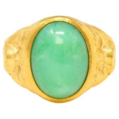Arte Antiques Jade Or jaune 18 carats Bague unisexe chat