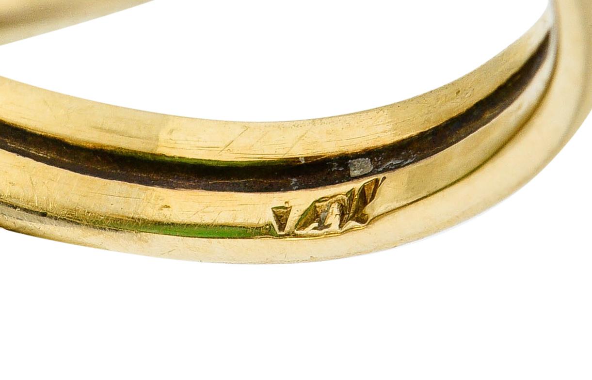 Art Nouveau Jadeite Jade Cabochon 14 Karat Gold Band Ring 6