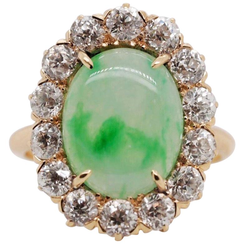  Antique Jade Diamond Ring