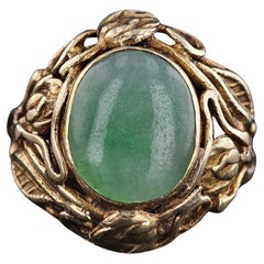 Art Nouveau Jade Ring of 14k Gold Art Nouveau Jade Ring of 14k Gold