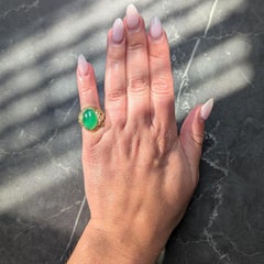 Art Nouveau Jadeite Jade Ruby 18 Karat Yellow Gold Dragon Antique Ring GIA