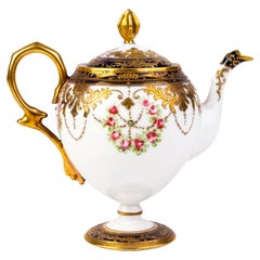 Antique Art Nouveau Japanese Noritake Gilt Porcelain Teapot 