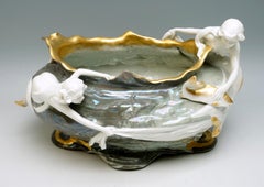 Art Nouveau Jardinière Nymphs Fishing In The Sea by A. Oppel, Rosenthal Kronach
