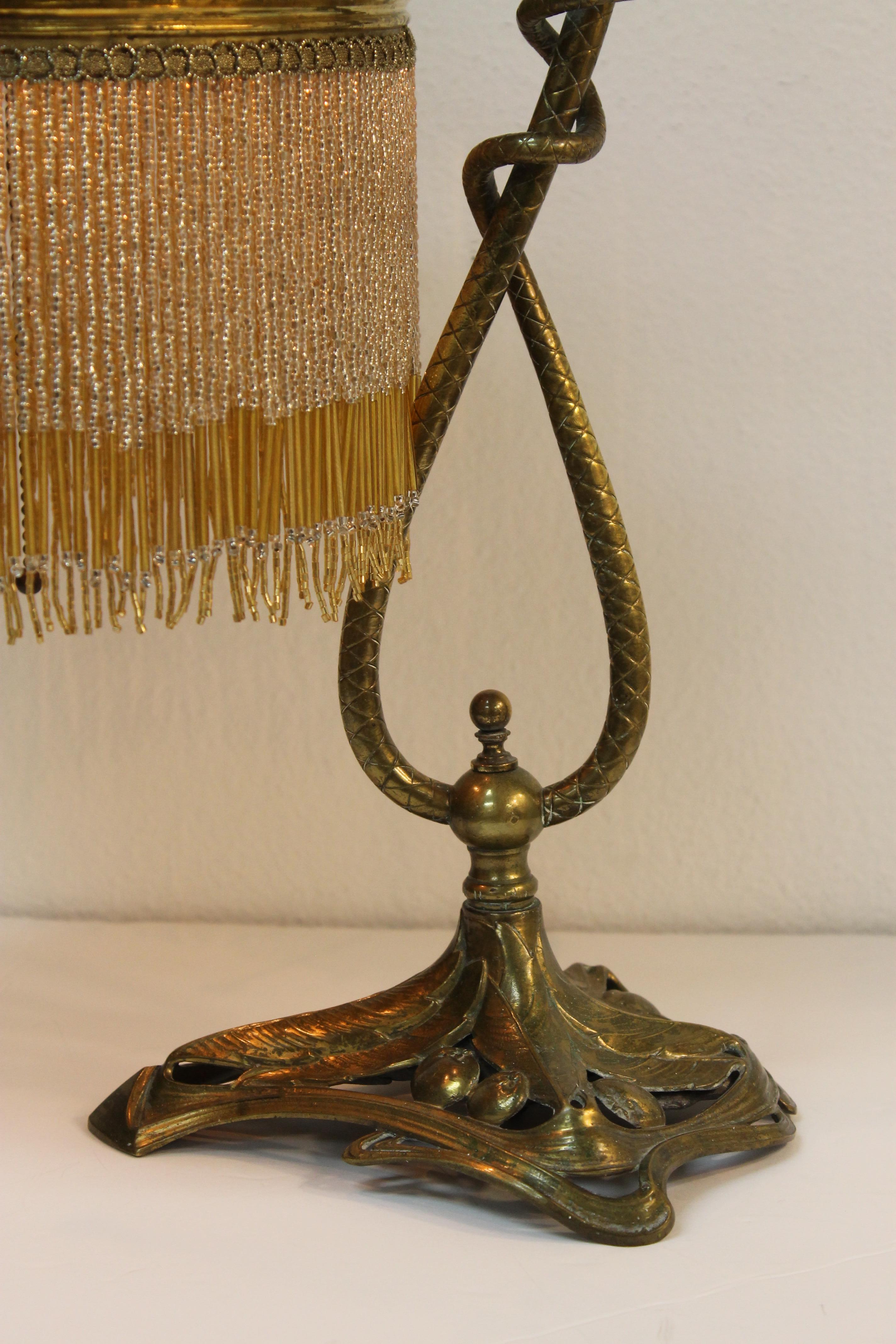 Early 20th Century Art Nouveau Jeweled Snake Lamp