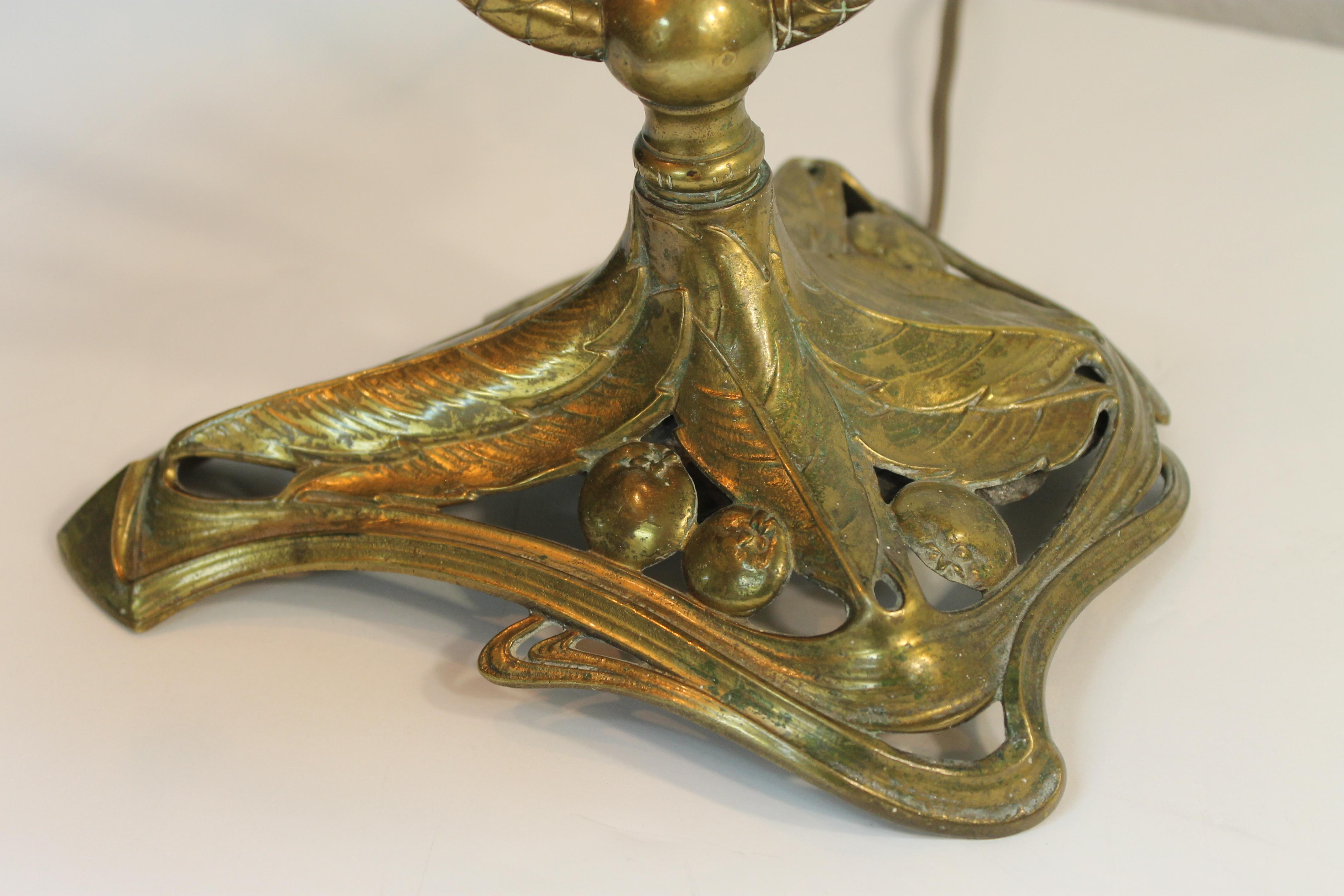 Brass Art Nouveau Jeweled Snake Lamp