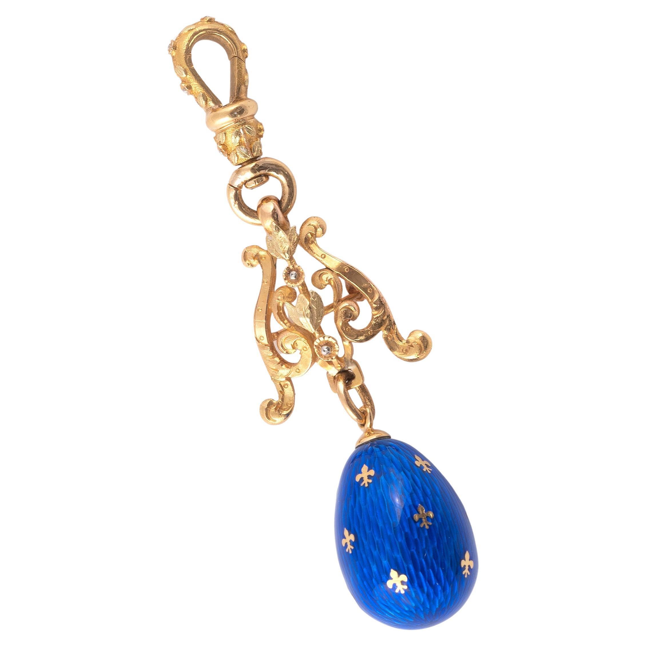 Art Nouveau Jewelled Gold and Enamel Pendant Egg In Excellent Condition In Firenze, IT