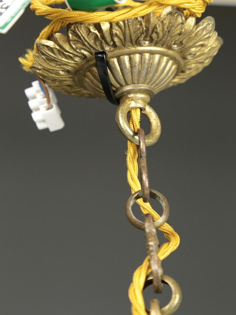 Laiton Art Nouveau John Walsh Walsh Pendentif en verre Vaseline c1900