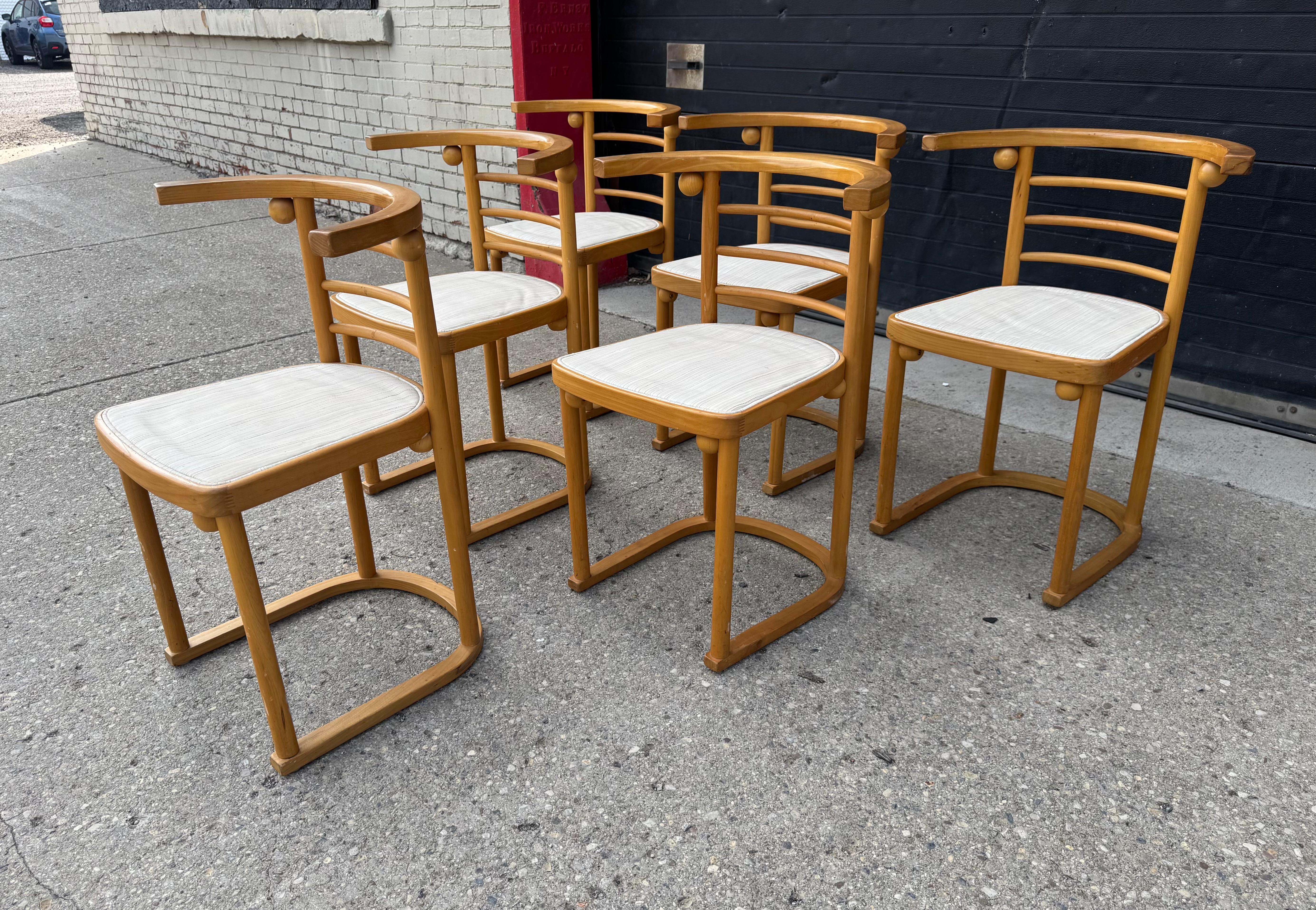 Fin du 20e siècle Chaises de salle à manger Art nouveau Josef Hoffmann Fledermaus, Autriche, années 1970, ensemble de 6 pièces en vente