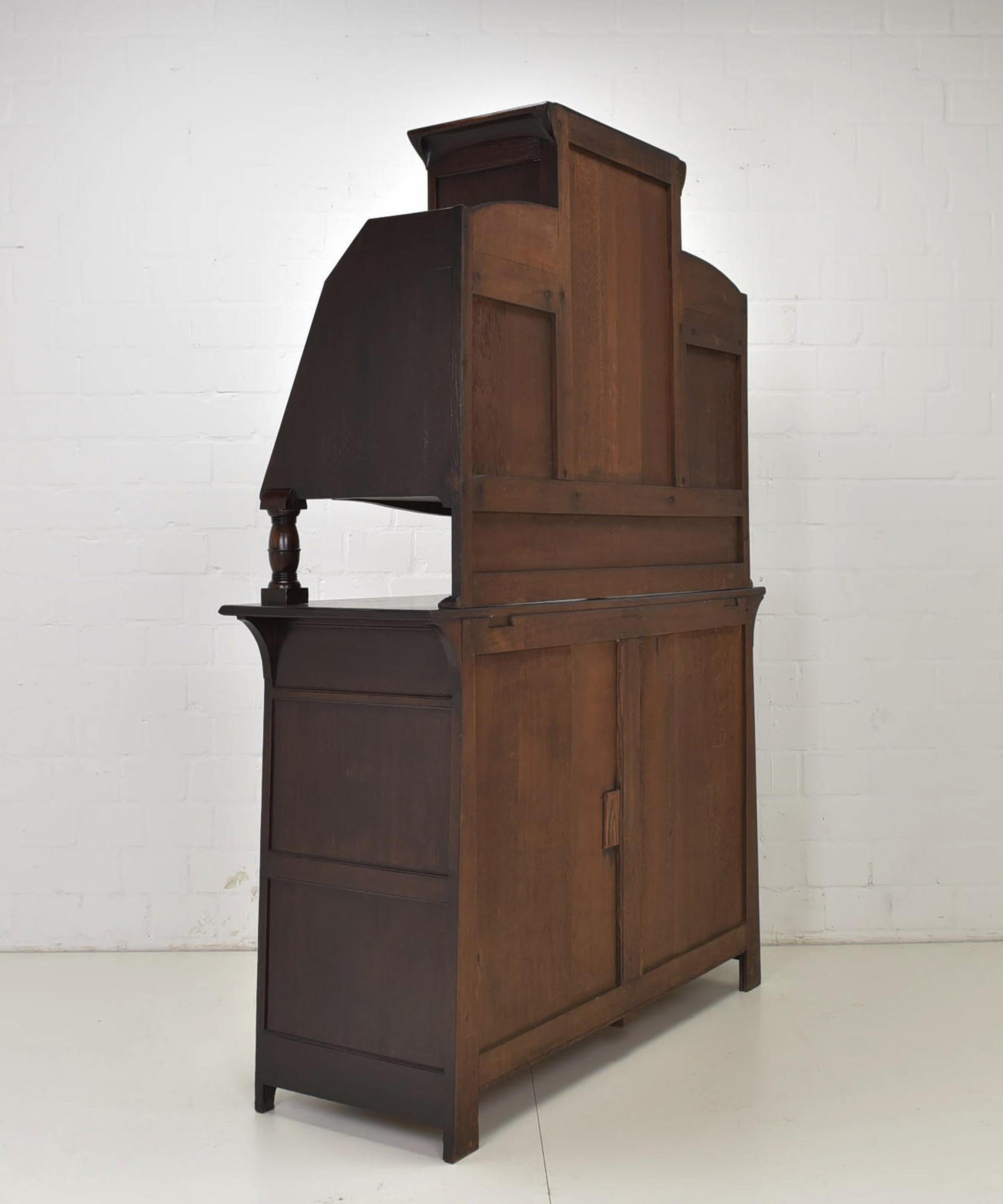 Art Nouveau Jugendstil Buffet Cabinet in Solid Oak, 1920 For Sale 8