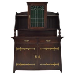 Art Nouveau Jugendstil Buffet Cabinet in Solid Oak, 1920