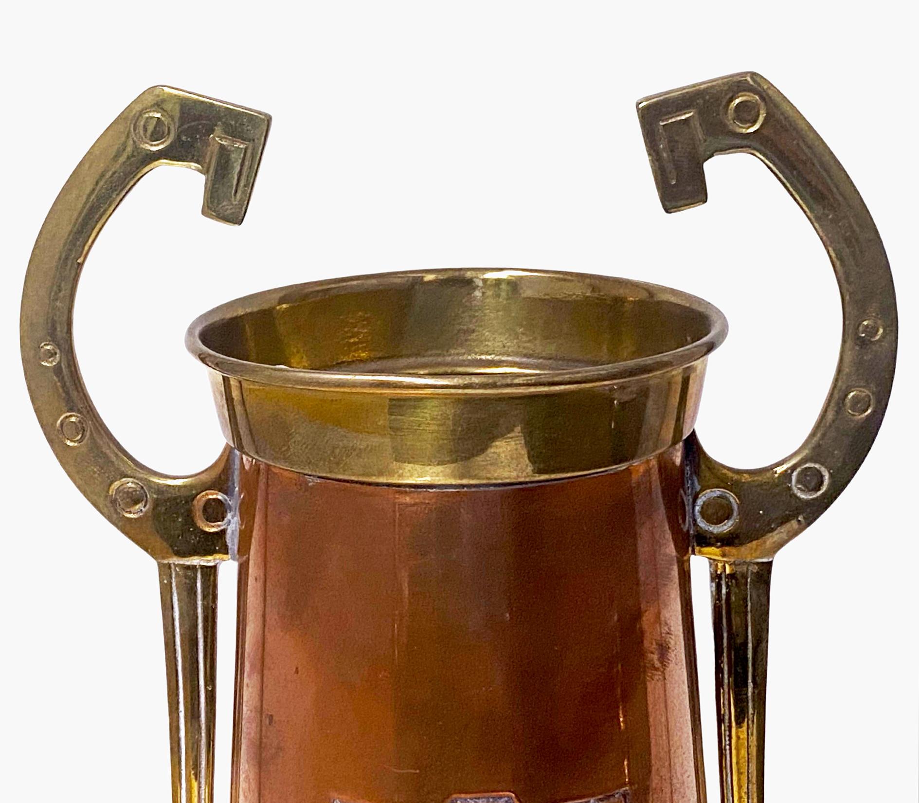 Art Nouveau Jugendstil Copper and Brass large Vase C.1900 In Good Condition In Toronto, Ontario