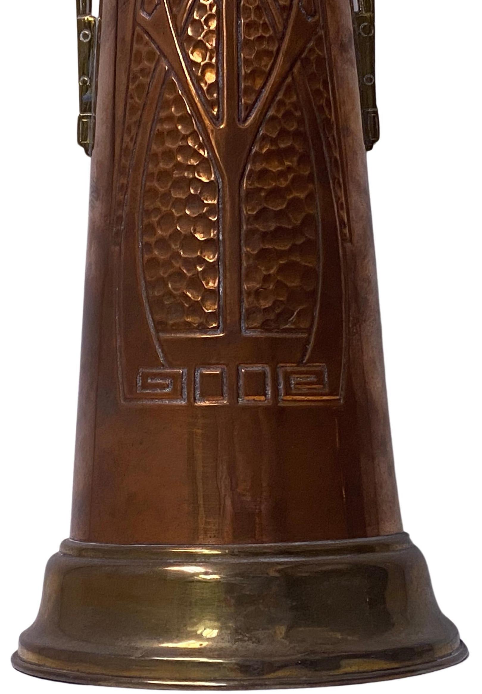 Early 20th Century Art Nouveau Jugendstil Copper and Brass large Vase C.1900
