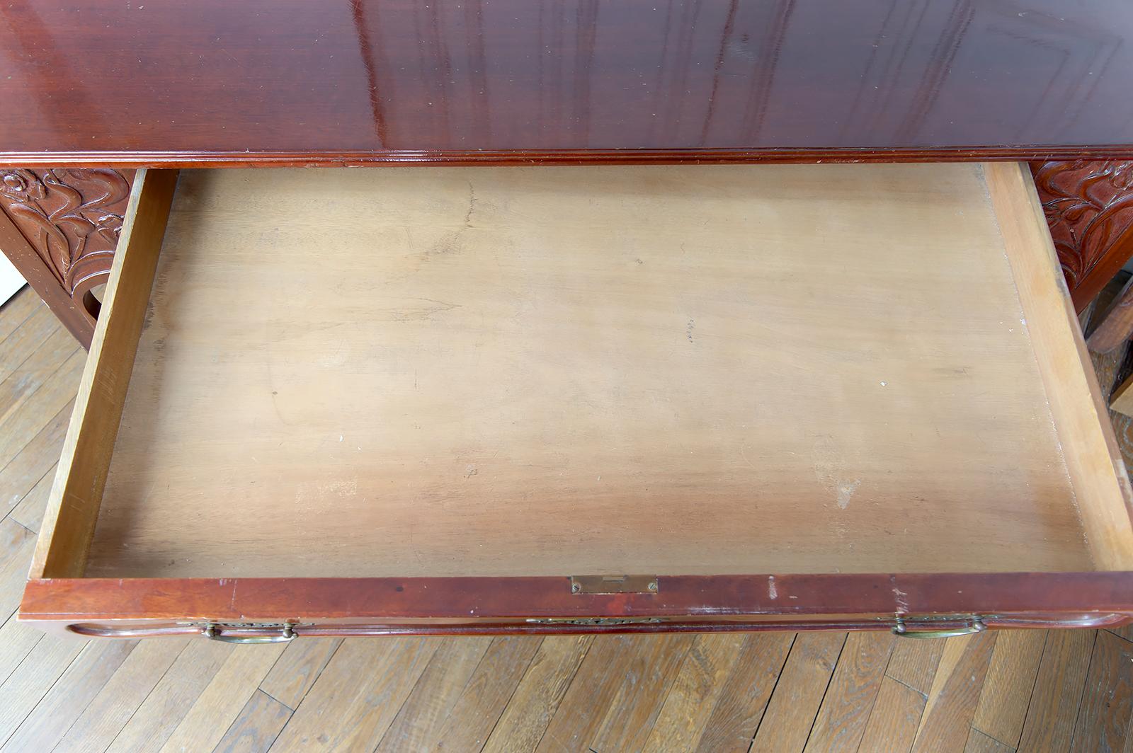 Schreibtisch im Jugendstil, geschnitztes Holz, Deutschland, um 1910 im Angebot 7