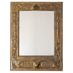 Miroir en laiton martelé Art Nouveau/ Jugendstil - Allemagne, Autriche, début des années 1900