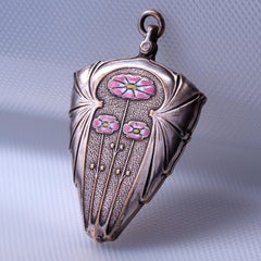 Art Nouveau Jugendstil Mirror Emanel Antique Locket Silver Plated Antique Unisex