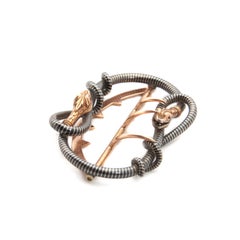 Art Nouveau Jugendstil Serpent Silver Belt Buckle