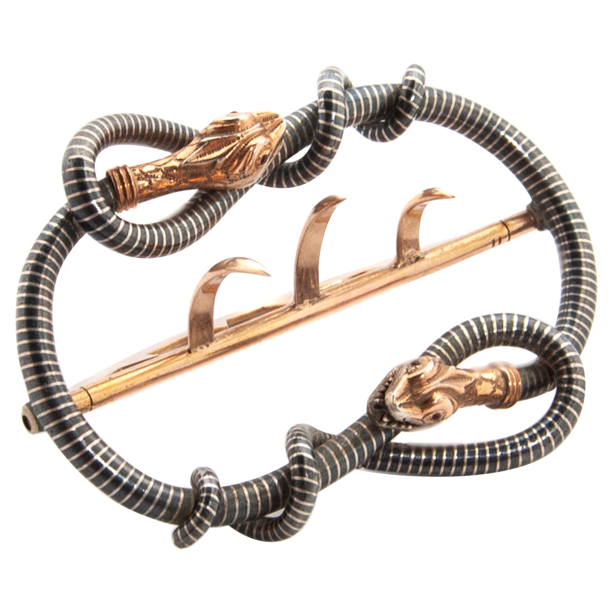 Art Nouveau Jugendstil Serpent Silver Belt Buckle