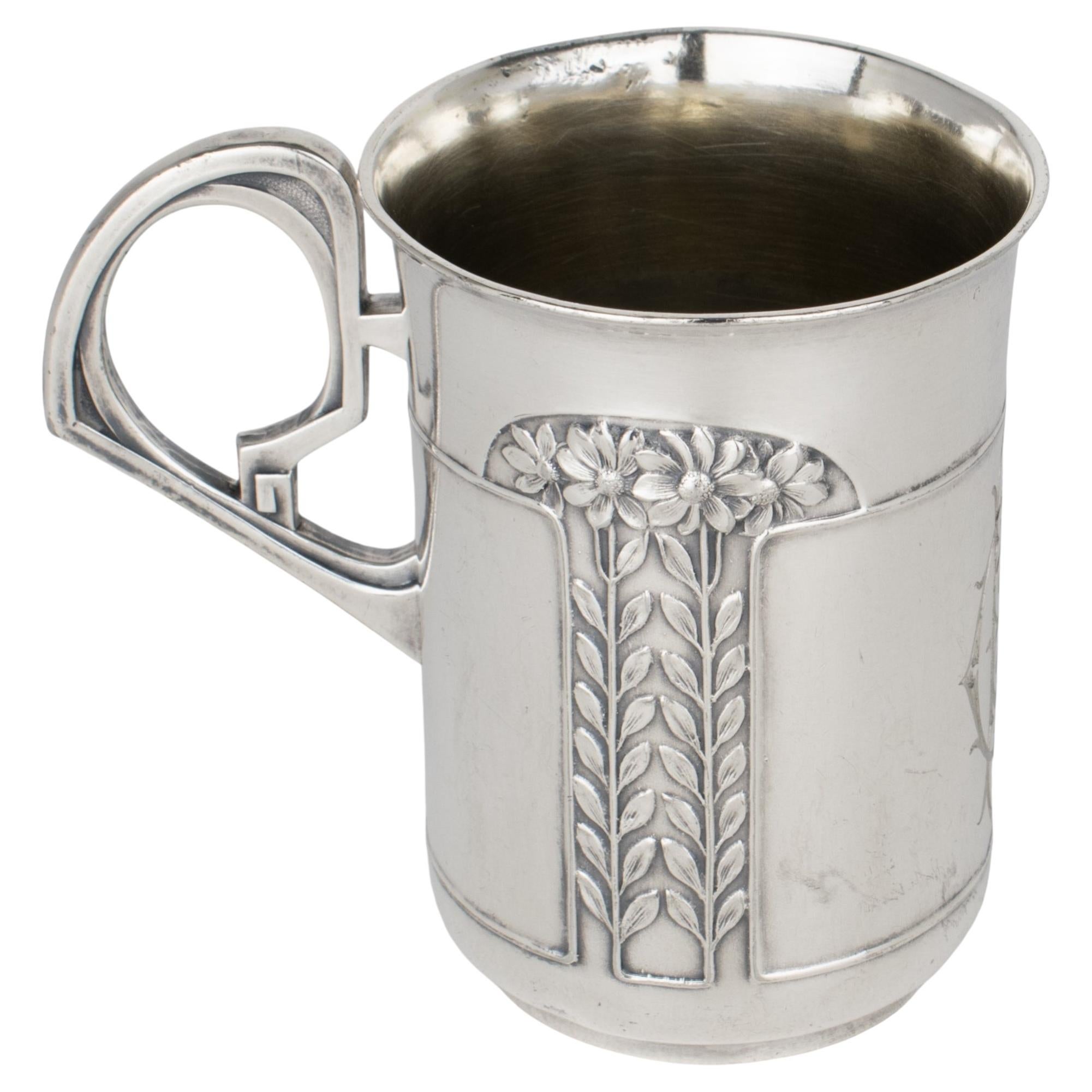 Art Nouveau Jugendstil Silver Plate One Shot Cup, Austria circa 1910