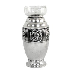 Vaso in argento placcato in stile Art Nouveau, Jugendstil, Carl M. Cohr, Danimarca, 1900