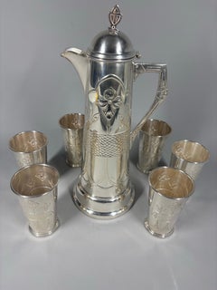 Art Nouveau / Jugendstil water jug and tumbler set
