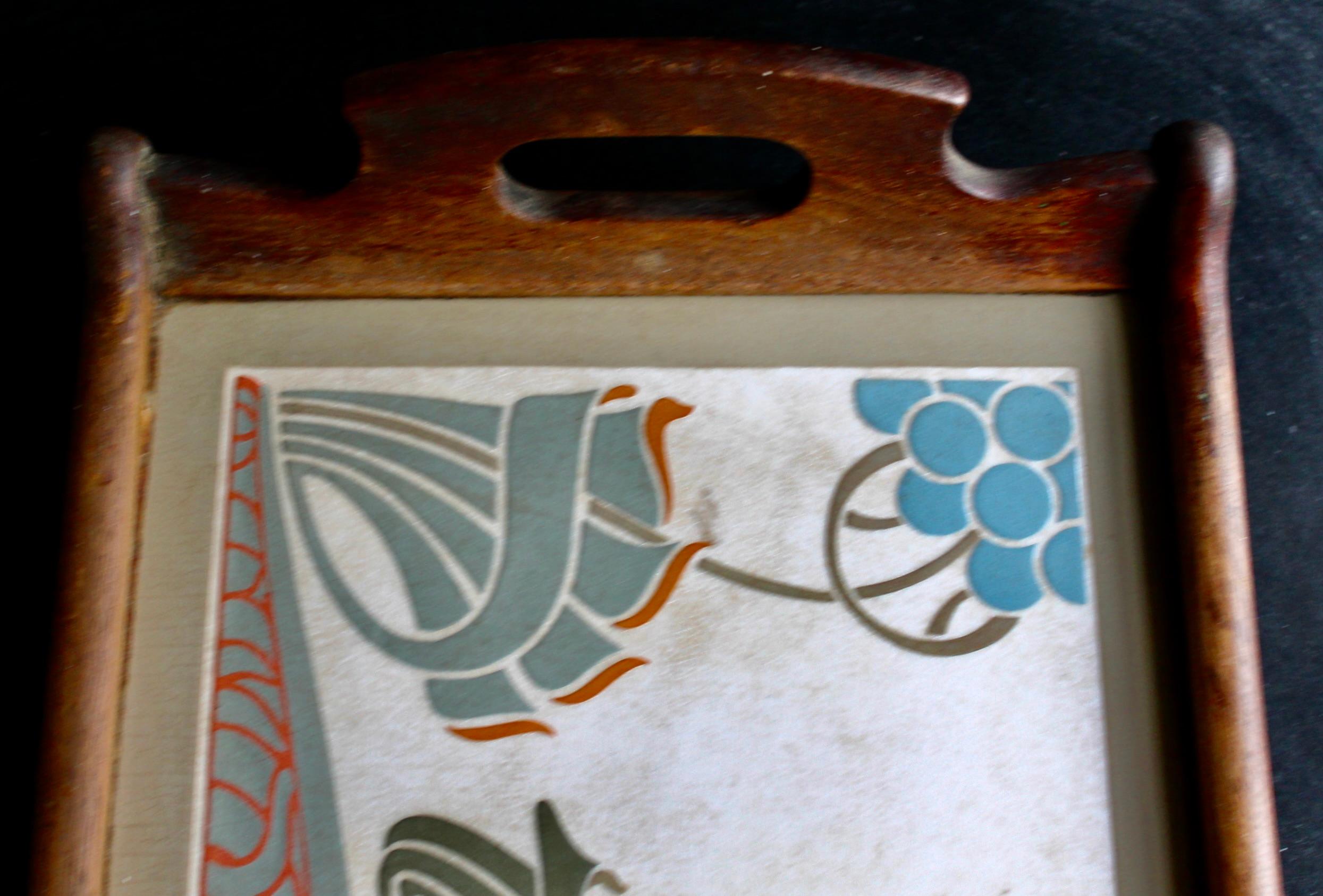Cotto in fornace Vassoio da portata in ceramica Art Nouveau Jugenstil in vendita