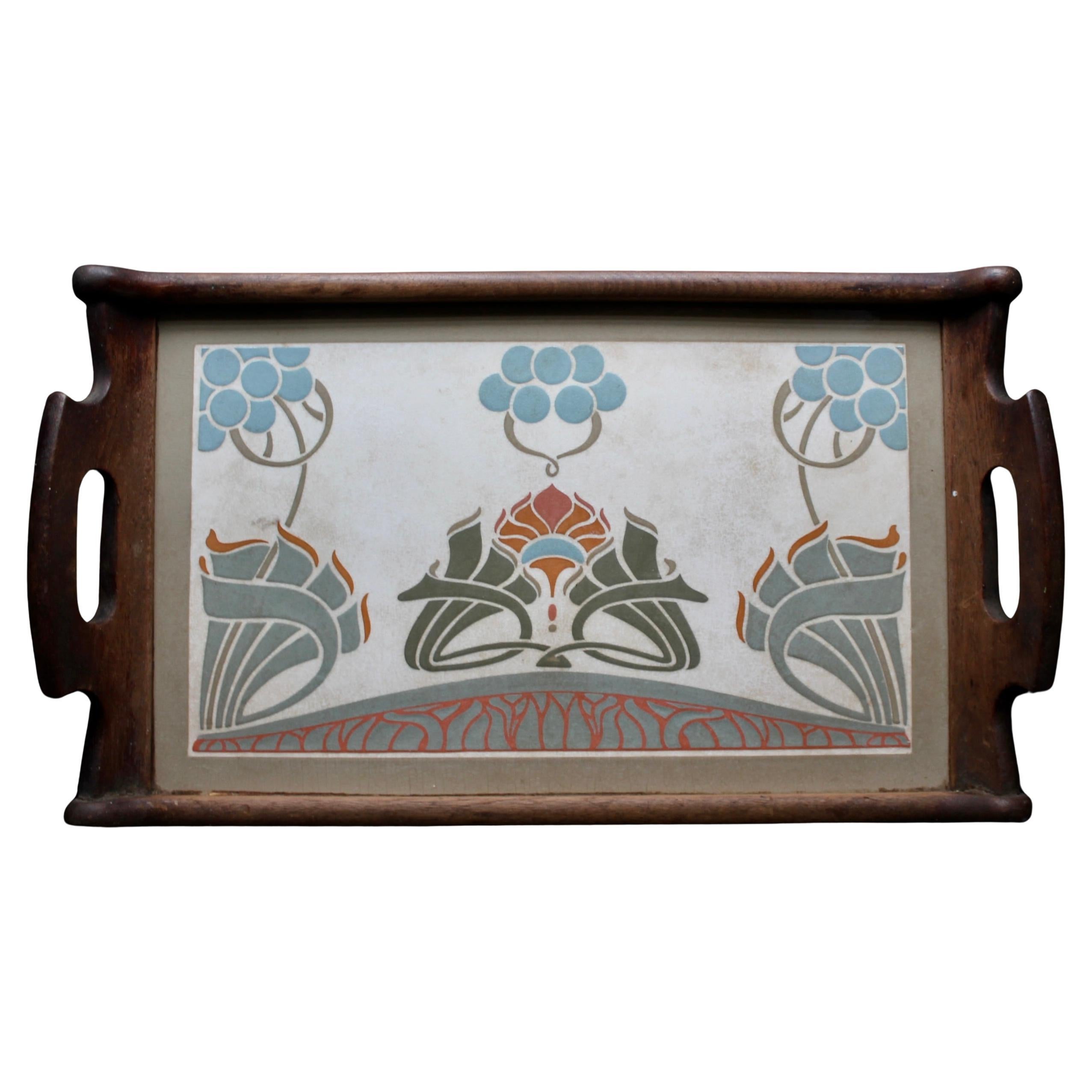 Vassoio da portata in ceramica Art Nouveau Jugenstil in vendita