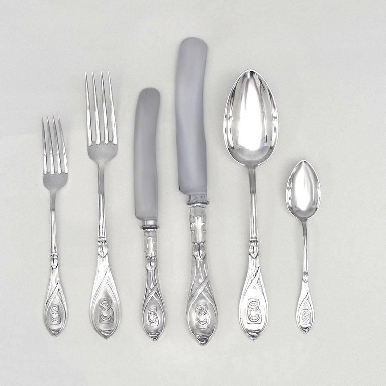 Art Nouveau/Jugenstil Sterling Flatware Set For Sale at 1stDibs art