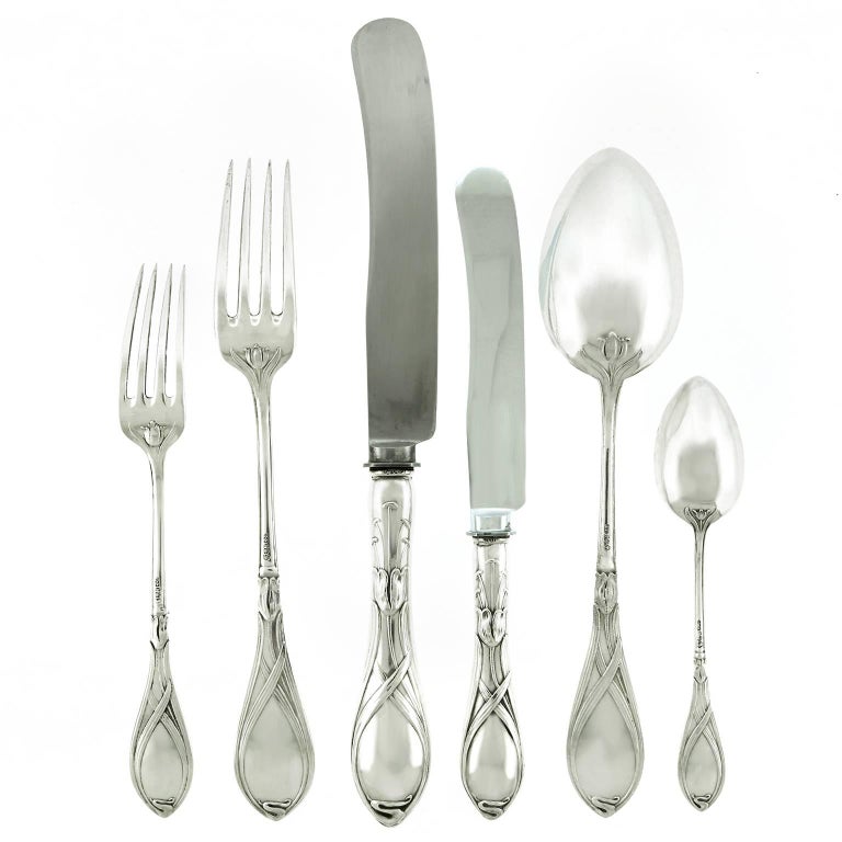 Art Nouveau/Jugenstil Sterling Flatware Set For Sale at 1stDibs art