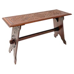 Art Nouveau Kerfschnitt Fruitwood Stool or Side Table, 1900s