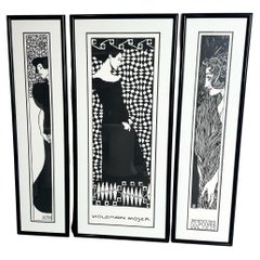 Art Nouveau Koloman Moser Framed Prints Set of 3