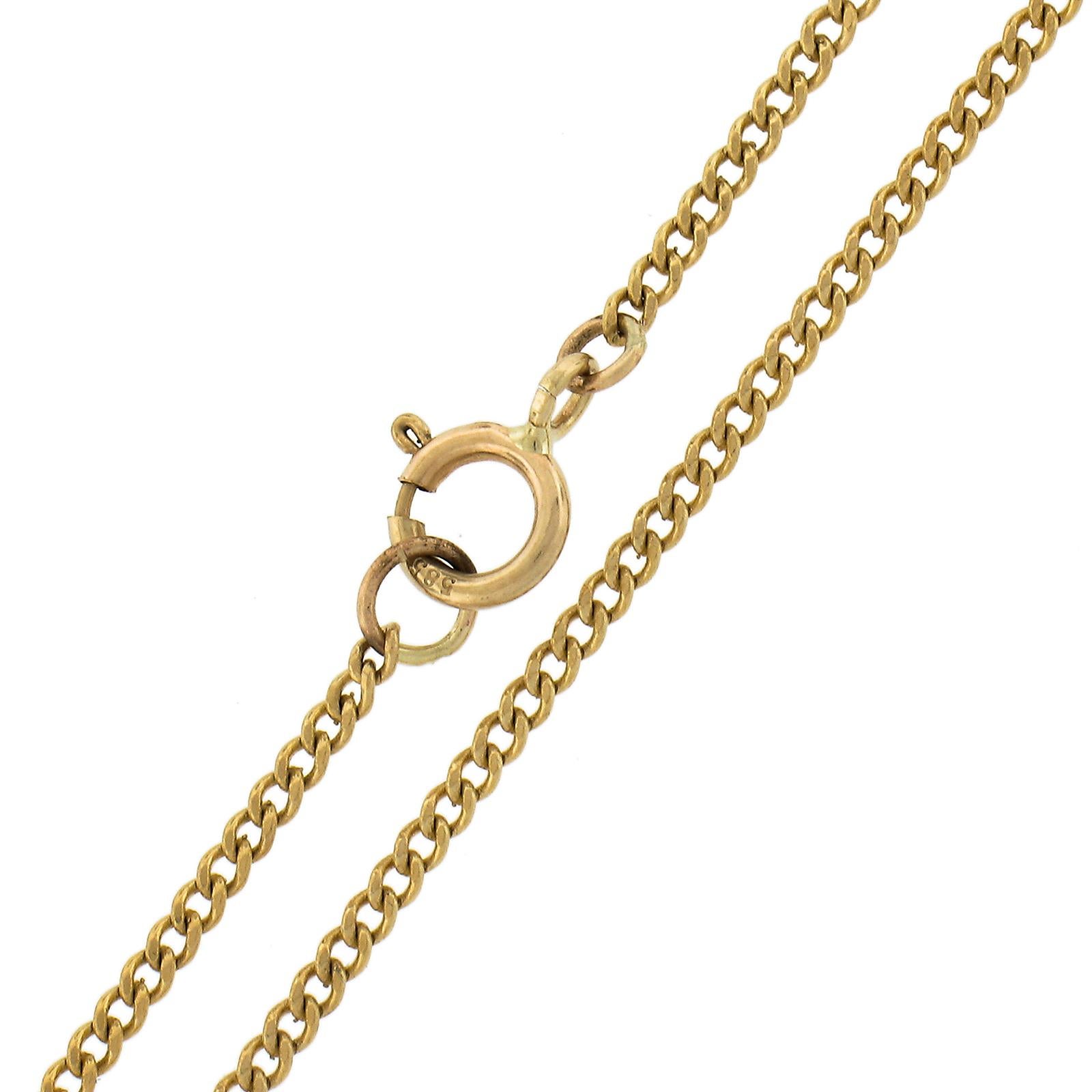 Art Nouveau Krementz 14k Gold Peridot Pearl & Enamel Dangle Lavalier Pendant For Sale 2