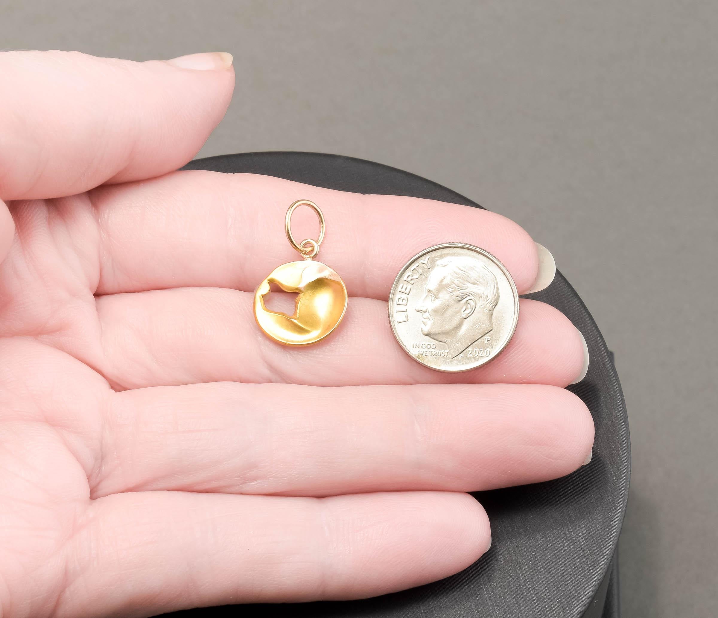 Art Nouveau Lady in the Moon Gold Charm Pendant with Pearl - Antique Conversion 2