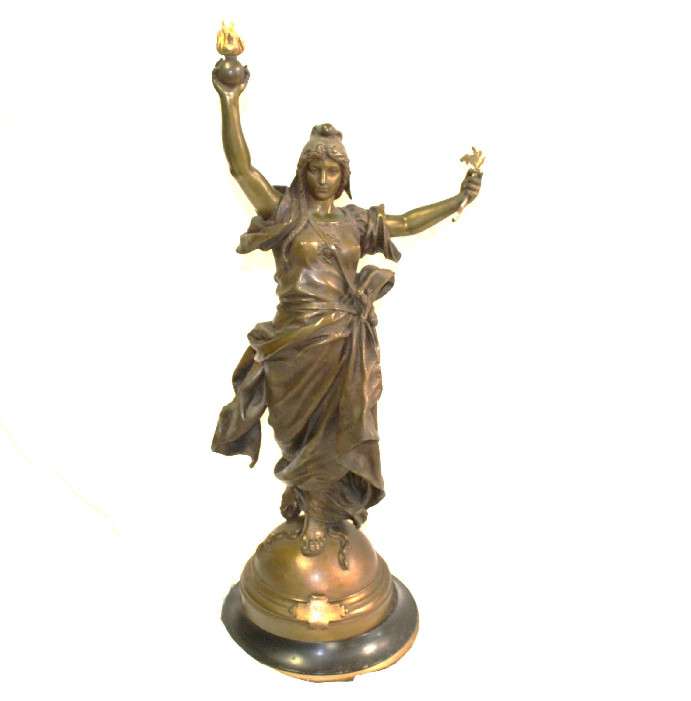 Art Nouveau Lady Sculpture Original Signed For Sale 5