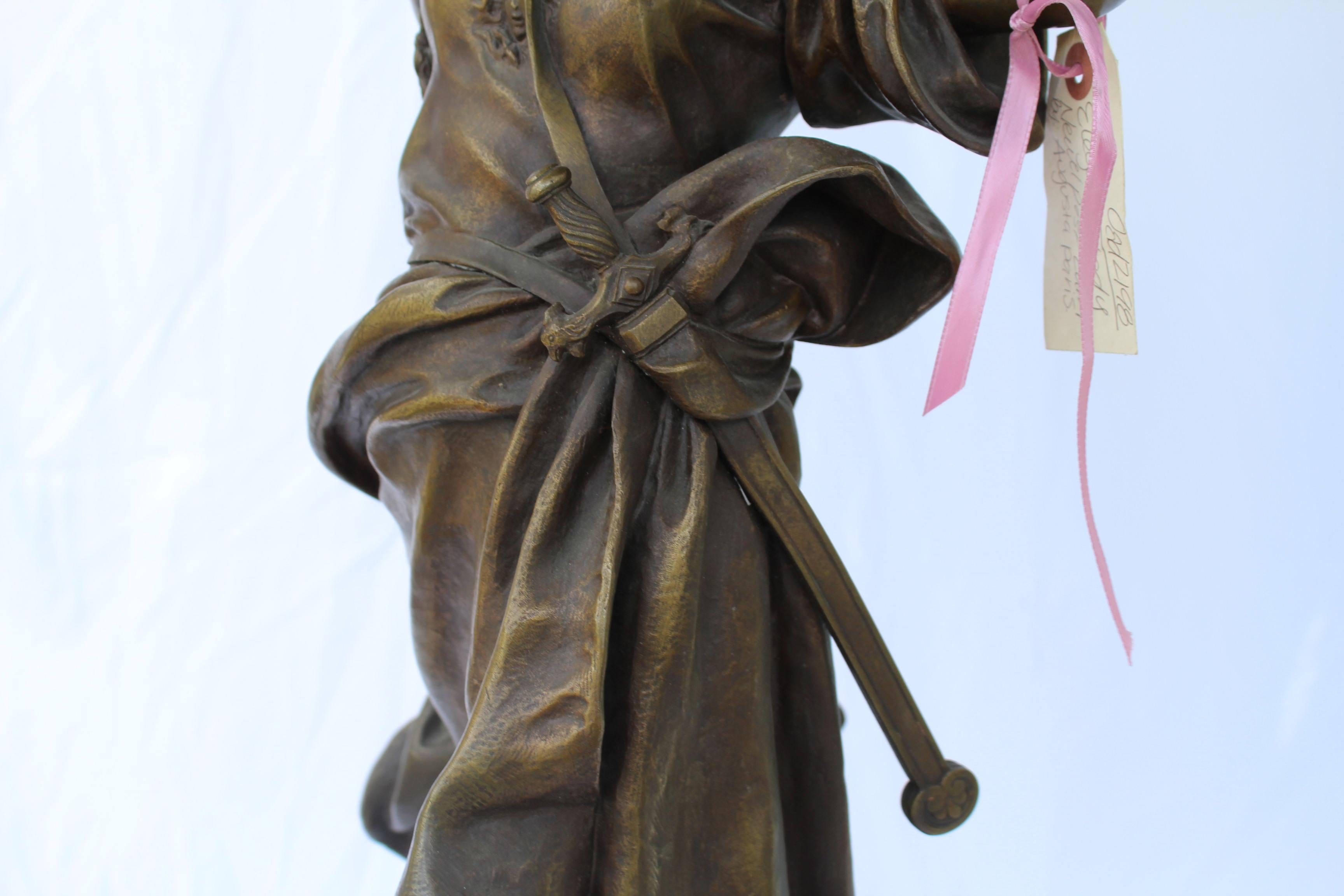Jugendstil-Damen-Skulptur, Original signiert (Spätes 19. Jahrhundert) im Angebot