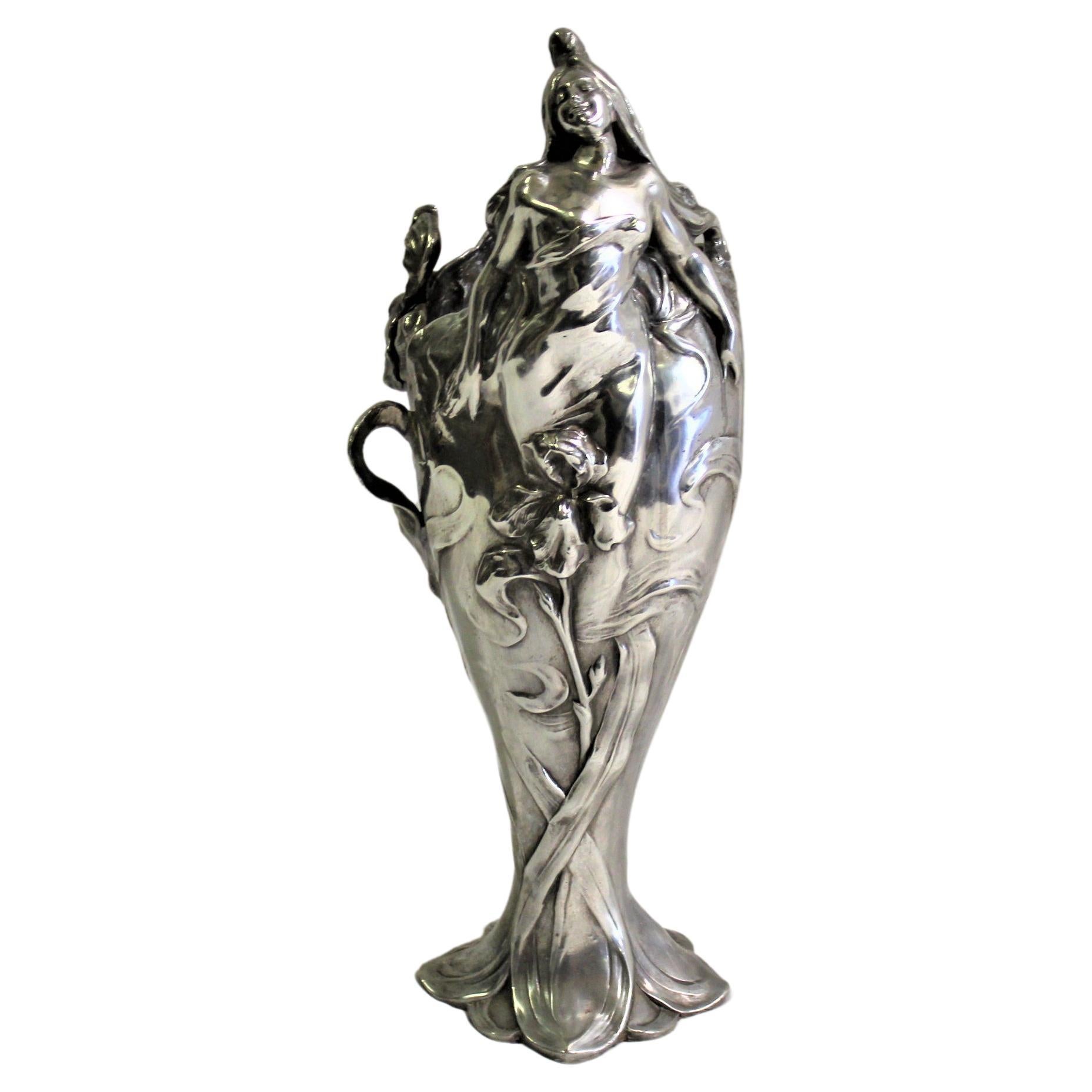Art Nouveau Lady Vase, Antique, Artist Signed For Sale