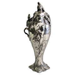 Jugendstil-Damenvase, antik, vom Künstler signiert