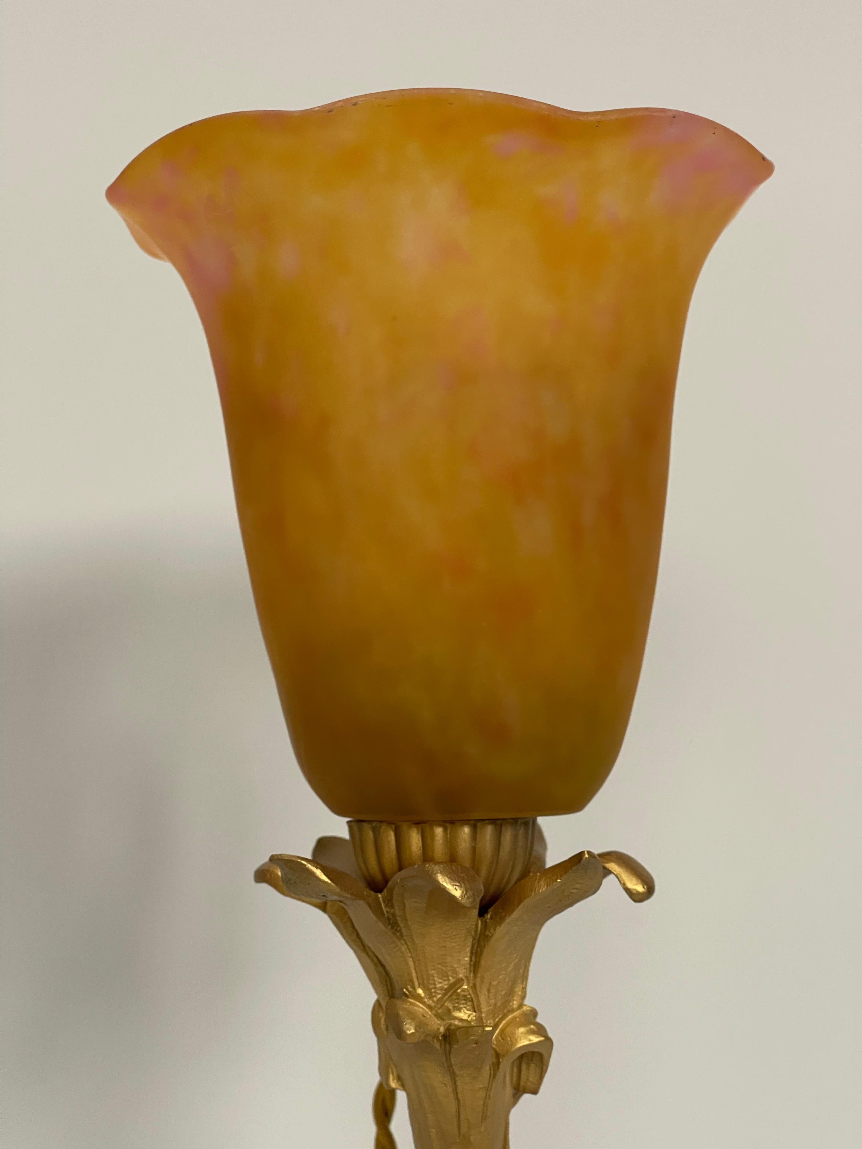 Art Nouveau Lamp by Victor Saglier and Daum Nancy In Excellent Condition For Sale In NANTES, FR