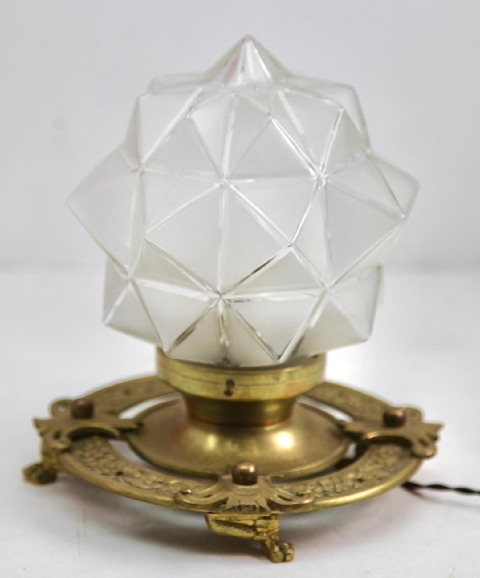Hand-Crafted Art Nouveau Lamp  Solid Brass Tabel Lamp, France, 1900s