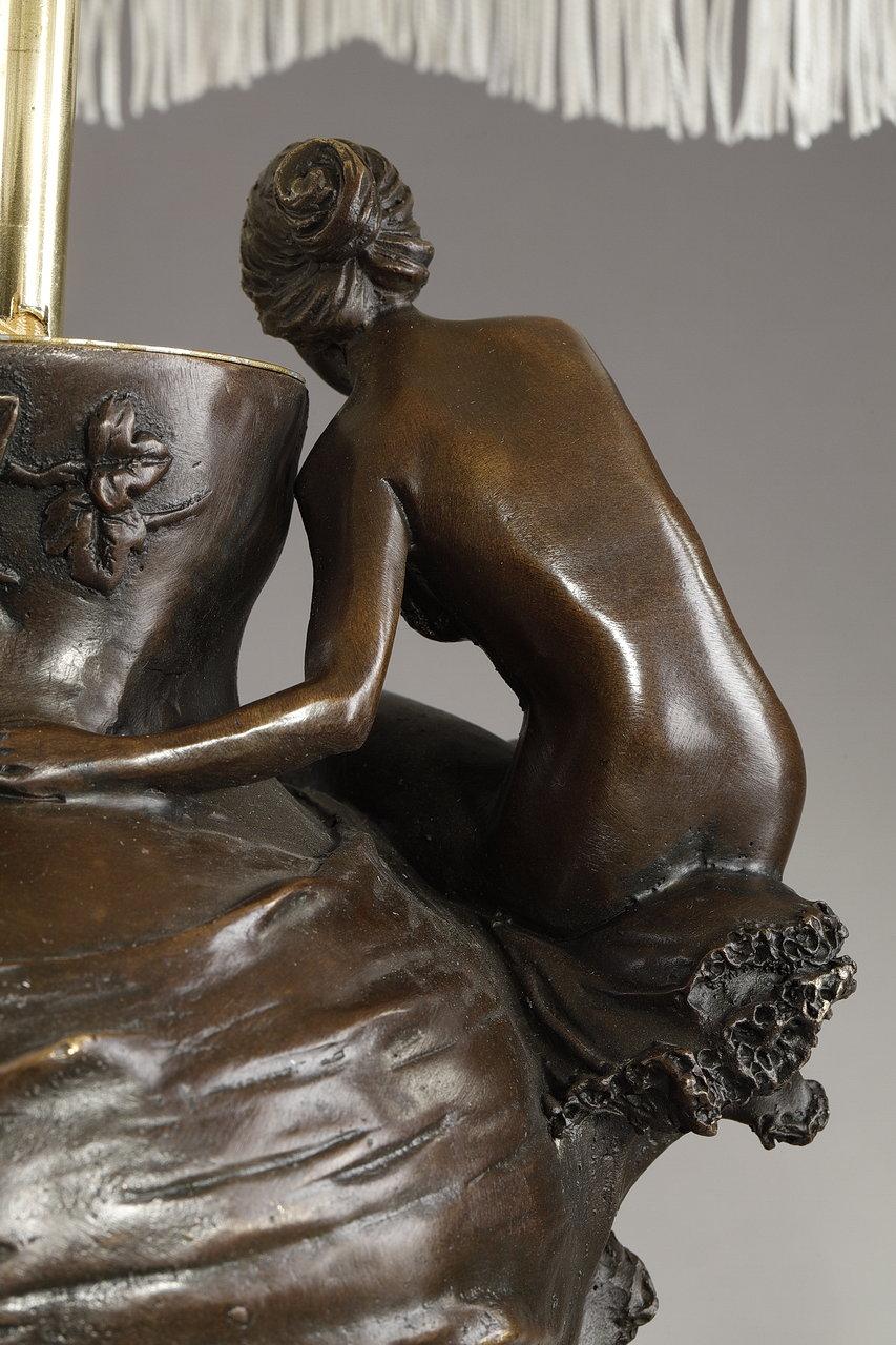 Art Nouveau Lamp in Bronze Signed Alexandre Clerget, 19th Century 9