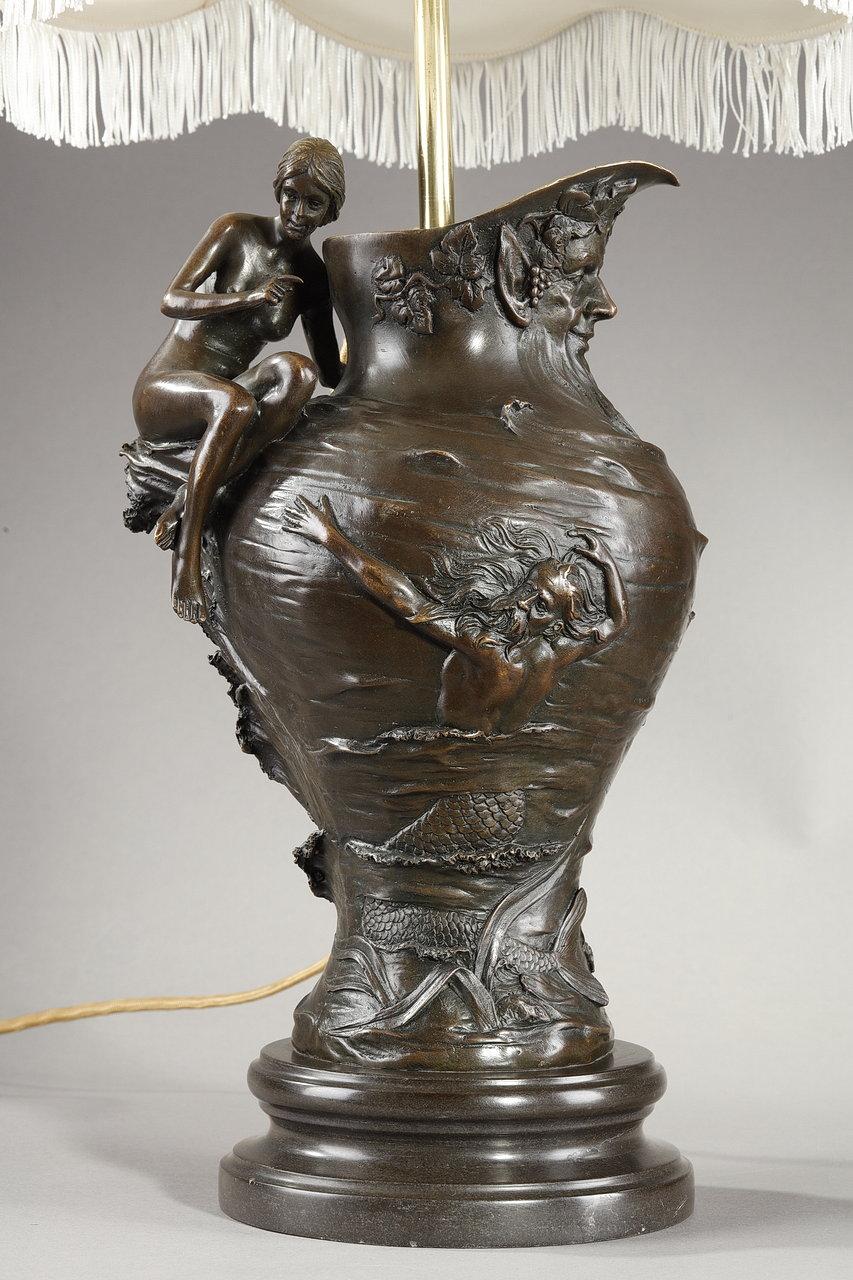 Français Lampe Art nouveau signée Alexandre Clerget, 19ème siècle en vente