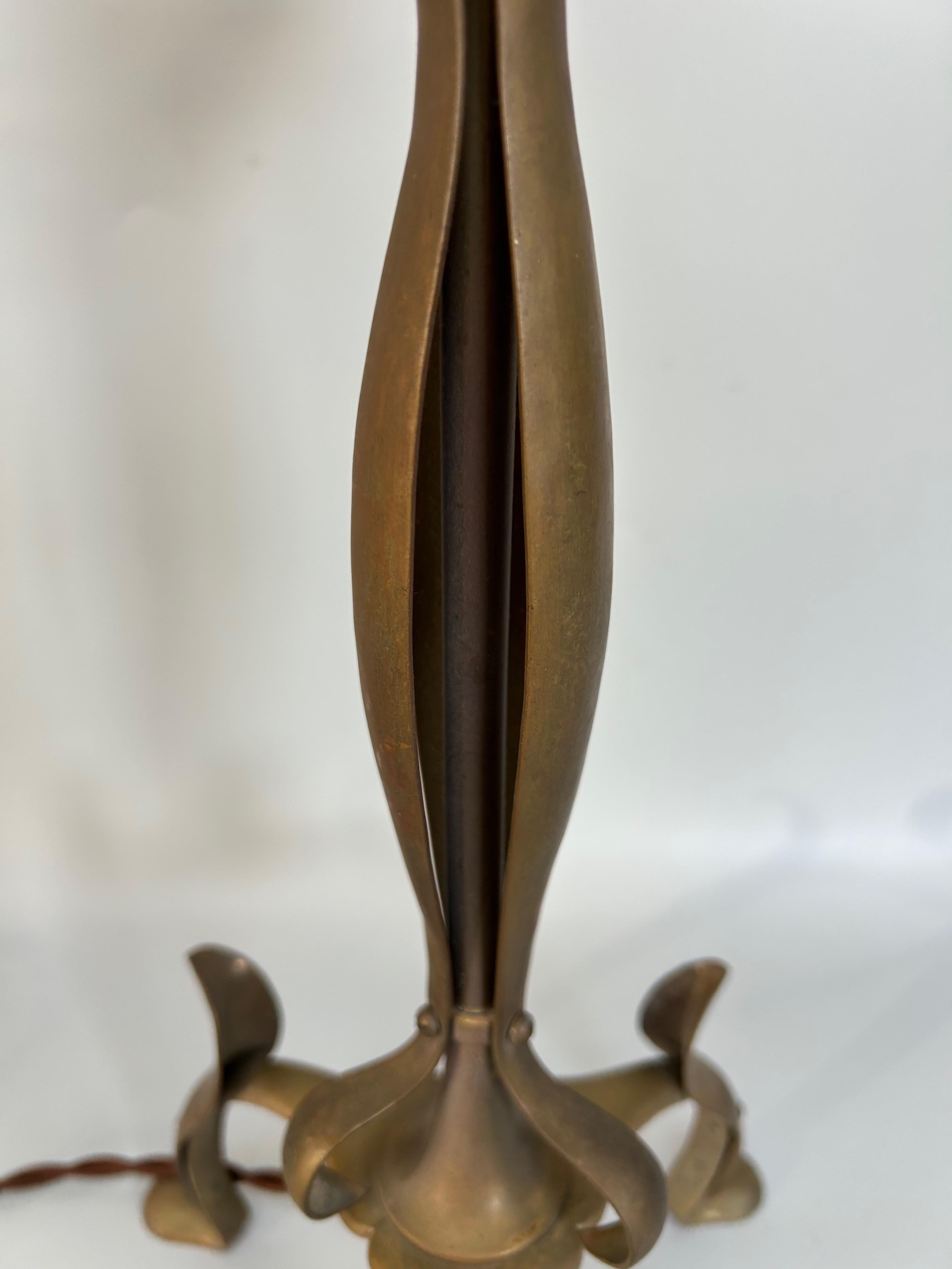 Early 20th Century Art Nouveau lamp in the style of WAS Benson For Sale