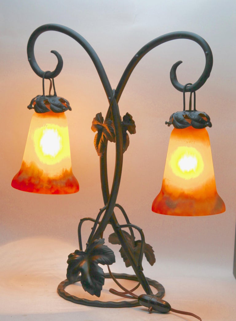 Betere Art Nouveau Lamp in Wrought Iron with Glass Shades by G.V. de ML-28