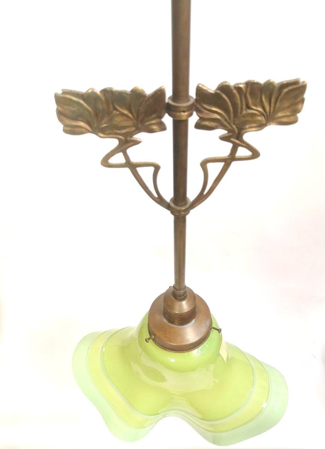 20th Century Art Nouveau lamp pendant with a green glass shade by Márton Horváth For Sale