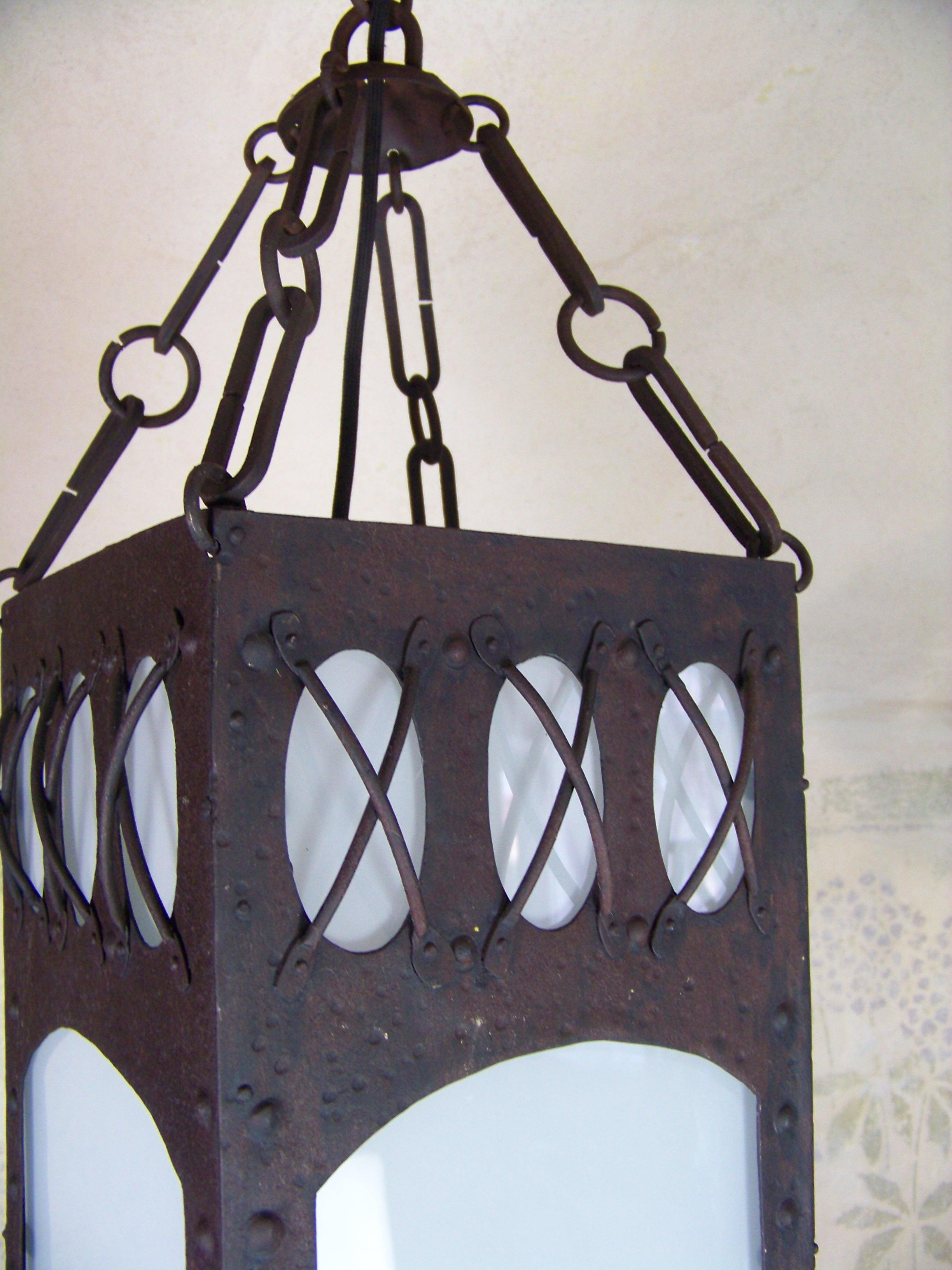 Art Nouveau lantern - forged iron For Sale 1