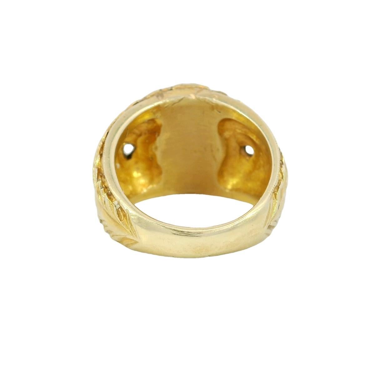 Art Nouveau Lapis Signet Ring Carved Griffin 14K Yellow Gold Size 8.5 6