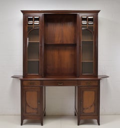 Antique Art Nouveau Large Buffet Showcase / Library Cabinet in Mahogany, 1910