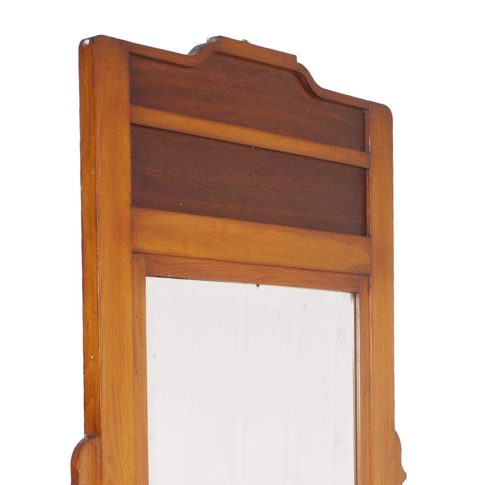 Art Nouveau Large Entry Mirror with Flowerpot Holder, Jardiniere, in Cherrywood In Good Condition In Vigonza, Padua